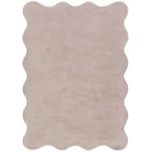 ATTICGO Tapis uni lavable rose poudré 120 x 170 cm 51137 pas cher