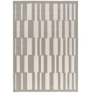 ATTICGO Tapis géométrique avec relief intérieur gris blanc, 133 x 190 cm 51103 pas cher