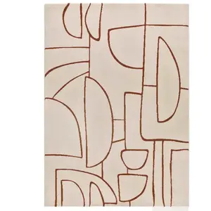 ATTICGO Tapis géométrique intérieur beige cuivre, 200 x 290 cm 51106 pas cher