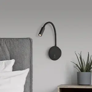 ACB ILUMINACIÓN Lampe de lecture LED Lyon, bras flexible, interrupteur, noir pas cher