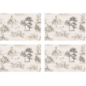 Floorart - 4 Sets de table rectangulairess Sets de table Femmes dans les champs sepia multicolores - 30x45 cm T.U pas cher