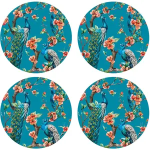 Floorart - 4 Sets de table Peacock 4 multicolores - D.40 cm OS pas cher