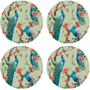 Floorart - 4 Sets de table Peacock 5 multicolores - D.40 cm OS pas cher