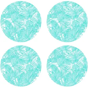 Floorart - 4 Sets de table ronds feuilles turquoise - D.40 cm OS pas cher