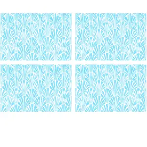 Floorart - 4 Sets de table rectangulaires art-déco bleu clair - 30x45 cm T.U pas cher
