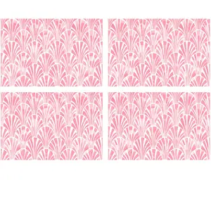 Floorart - 4 Sets de table rectangulairess art-déco roses - 30x45 cm T.U pas cher