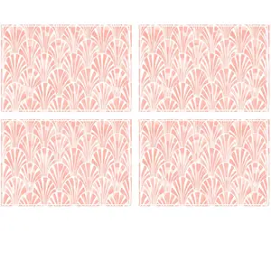 Floorart - 4 Sets de table rectangulairess art-deco corail - 30x45 cm T.U pas cher