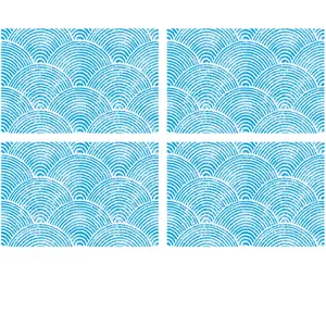 Floorart - 4 Sets de table rectangulaires vagues japonaises 1 bleus - 30x45 cm T.U pas cher