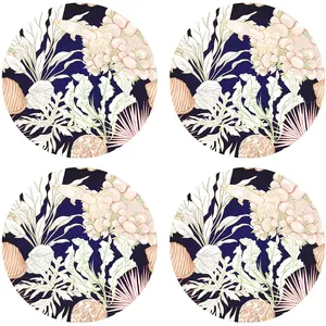 Floorart - 4 Sets de table ronds napperons Bahamas multicolores - D.40 cm OS pas cher