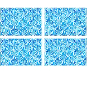 Floorart - 4 Sets de table rectangulairess art-deco bleu art-deco bleu... pas cher