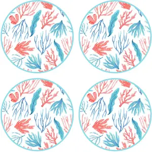 Floorart - 4 Sets de table ronds Mer des Caraïbes multicolores - D.40 cm OS pas cher
