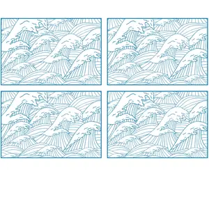 Floorart - 4 Sets de table rectangulaires mer du Japon bleus - 30x45 cm T.U pas cher