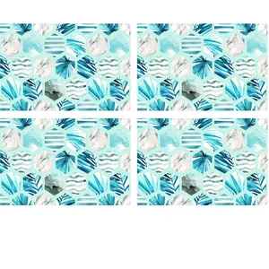 Floorart - 4 Sets de table rectangulairess Mer Méditerranée multicolores - 30x45 cm T.U pas cher
