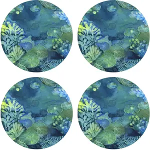 Floorart - 4 Sets de table ronds fond de mer multicolores - D.40 cm OS pas cher