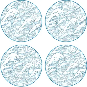 Floorart - 4 Sets de table ronds Mer du Japon bleus- D.40 cm OS pas cher