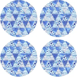 Floorart - 4 Sets de table ronds Mer Adriatique bleus - D.40 cm OS pas cher