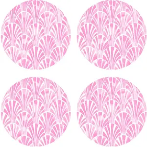 Floorart - 4 Sets de table ronds art-deco roses - D.40 cm OS pas cher