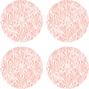 Floorart - 4 Sets de table ronds art-deco corail - D.40 cm OS pas cher