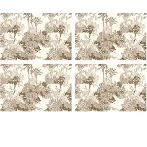 Floorart - 4 Sets de table rectangulaires impression palmier sépia - 3... pas cher