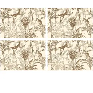 Floorart - 4 Sets de table rectangulairess Chimpanzés sépia - 30x45 cm T.U pas cher
