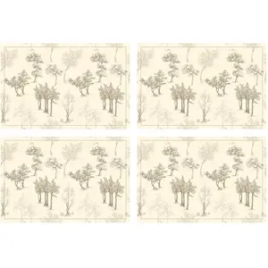 Floorart - 4 Sets de table rectangulaires Trees sépia - 30x45 cm T.U pas cher