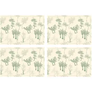 Floorart - 4 Sets de table rectangulaires Trees verts - 30x45 cm T.U pas cher