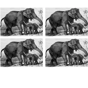 Floorart - 4 Sets de table Éléphant rectangulaires 10 multicolores - 30x45 cm T.U pas cher
