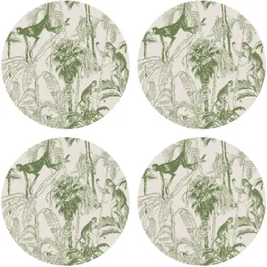 Floorart - 4 Sets de table ronds chimpanzés verts - D.40 cm OS pas cher