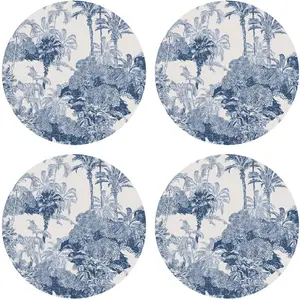 Floorart - 4 Sets de table ronds palmiers bleus - D.40 cm OS pas cher