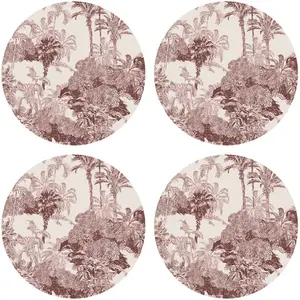 Floorart - 4 Sets de table ronds palmier rouges - D.40 cm T.U pas cher