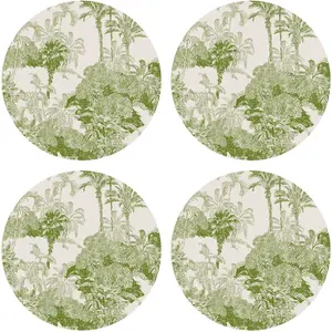 Floorart - 4 Sets de table ronds imprimés palmiers verts - D.40 cm T.U pas cher