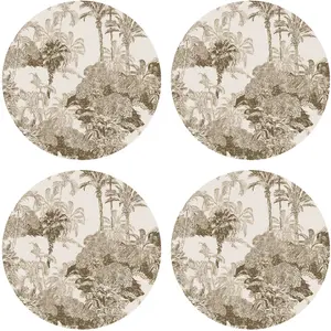 Floorart - 4 Sets de table ronds impression palmier sépia - D.40 cm T.U pas cher