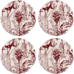 Floorart - 4 Sets de table ronds chimpanzés rouges - D.40 cm OS pas cher