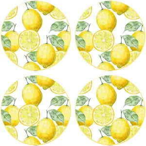 Floorart - 4 Sets de table ronds Citron - D.40 cm T.U pas cher