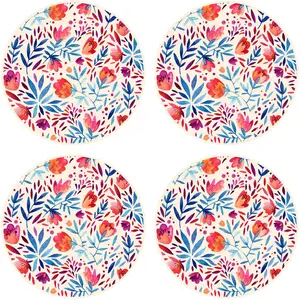 Floorart - 4 Sets de table ronds à motifs floraux multicoloress multicolores - D.40 cm OS pas cher