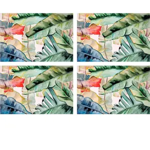 Floorart - 4 Sets de table rectangulairess leaves_colours multicolores - 30x45 cm T.U pas cher