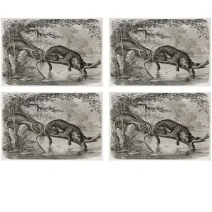 Floorart - 4 Sets de table rectangulairess Léopard dans la rivière multicolores - 30x45 cm T.U pas cher