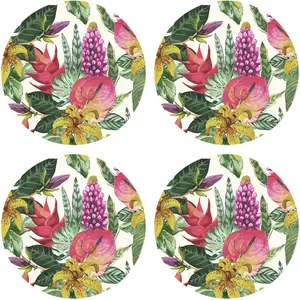 Floorart - 4 Sets de table ronds Jardin tropical multicolores - D.40 cm T.U pas cher