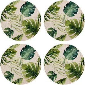 Floorart - 4 Sets de table Vannerie exotique ronds multicolores - D.40... pas cher