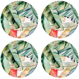 Floorart - 4 Sets de table ronds feuilles colorées multicolores - D.40 cm OS pas cher
