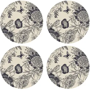 Floorart - 4 Sets de table ronds oiseau 3 multicolores - D.40 cm T.U pas cher