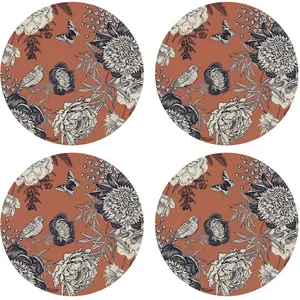 Floorart - 4 Sets de table ronds bird 4 multicolores - D.40 cm OS pas cher