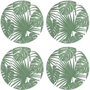Floorart - 4 Sets de table ronds Palmier verts - D.40 cm T.U pas cher