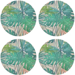 Floorart - 4 Sets de table ronds en osier de la jungle multicolores - D.40 cm OS pas cher