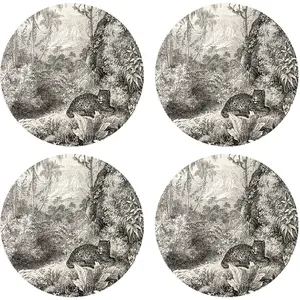 Floorart - 4 Sets de table ronds léopard sépia léopard multicolores - D.40 cm T.U pas cher