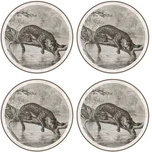 Floorart - 4 Sets de table ronds léopard sur rivière multicolores - D.40 cm OS pas cher