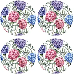 Floorart - 4 Sets de table ronds hortensias multicolores - D.40 cm T.U pas cher