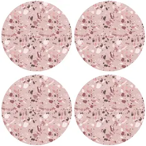 Floorart - 4 Sets de table ronds marbre roses - D.40 cm OS pas cher