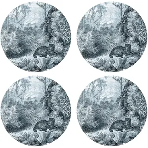 Floorart - 4 Sets de table ronds léopard bleus - D.40 cm OS pas cher