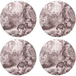 Floorart - 4 Sets de table ronds léopard rouges - D.40 cm OS pas cher